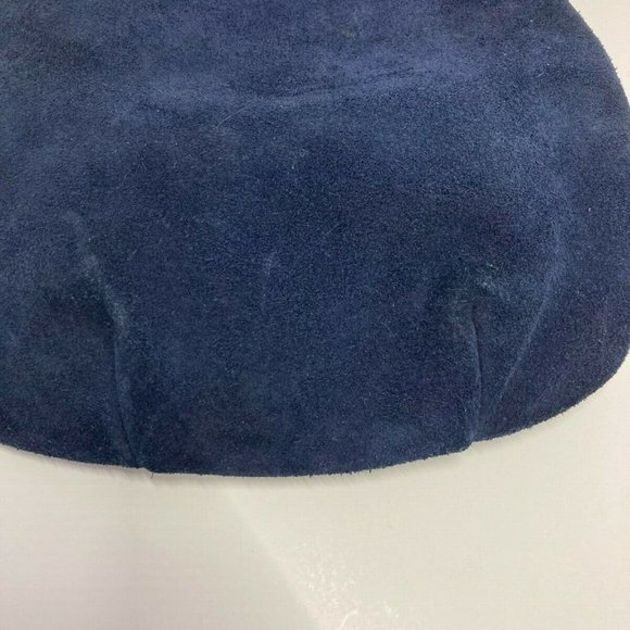 👜 Triangle New York Vintage Blue Suede Gold Tone - Picture 3 of 12